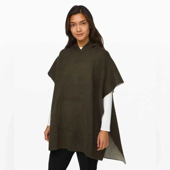 Lululemon All In A Day Hooded Poncho Heathered Highlander / Dark Olive One Size - Picture 1 of 13